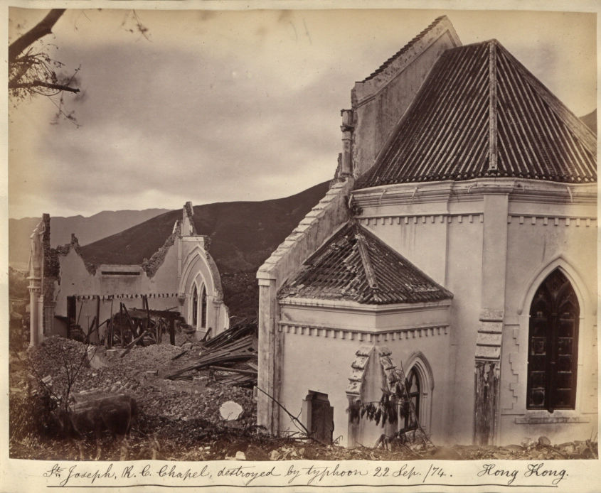 St Joseph’s R.C. Chapel is demolished by the typhoon of September 22, 1874. Photo courtesy of The National Archives UK.