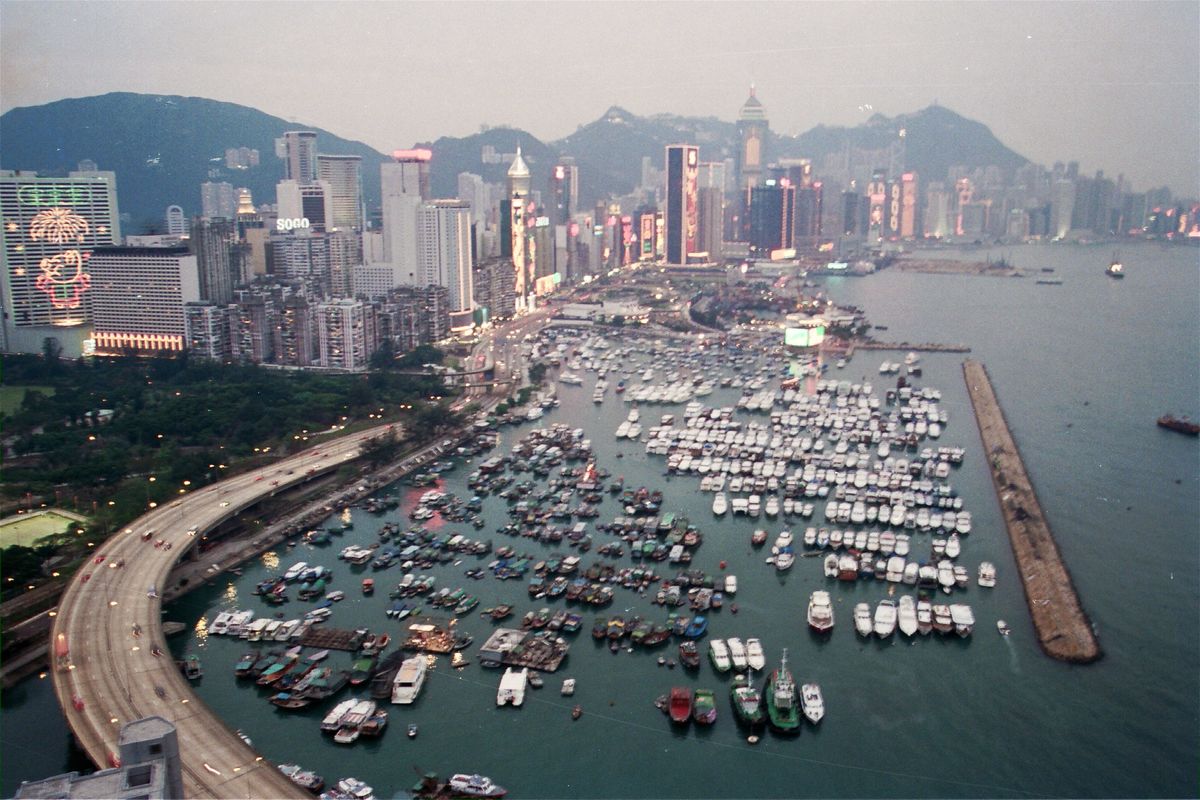 A bird's eye view of the Causeway Bay Typhoon Shelter in 1995