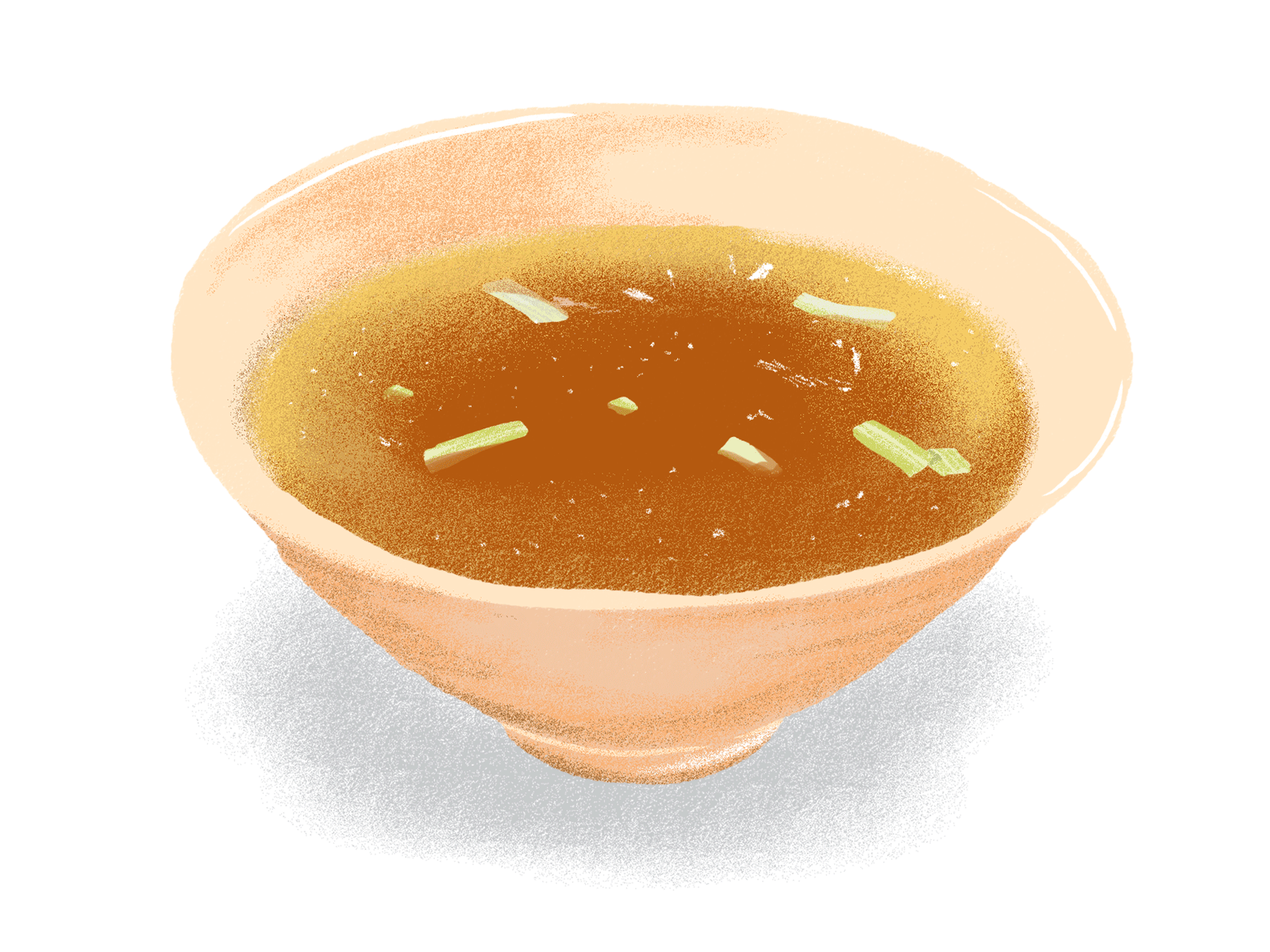 A hot bowl of broth with Chinese yellow chives