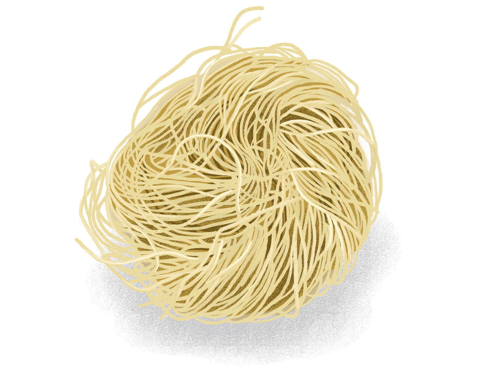 A ball of noodles wrapped together like yarn