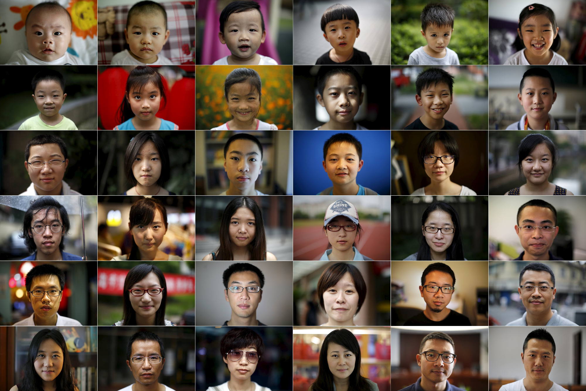 A combination of pictures show a person born in each year since China's one child policy was brought in. Pictures taken from July 23 to September 20, 2014 by Carlos Barria.