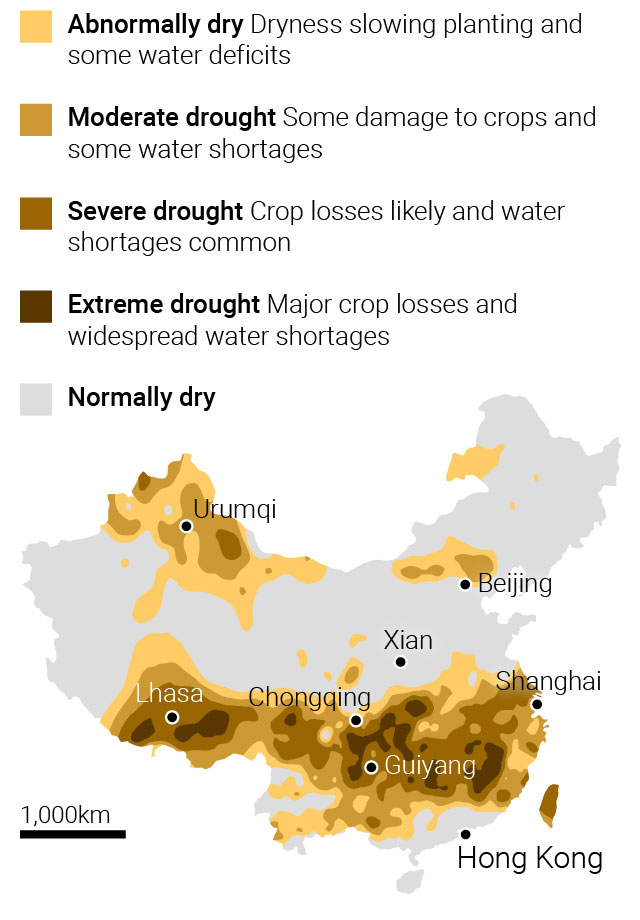 China’s record-breaking 2022 heatwave and drought - a visual explainer