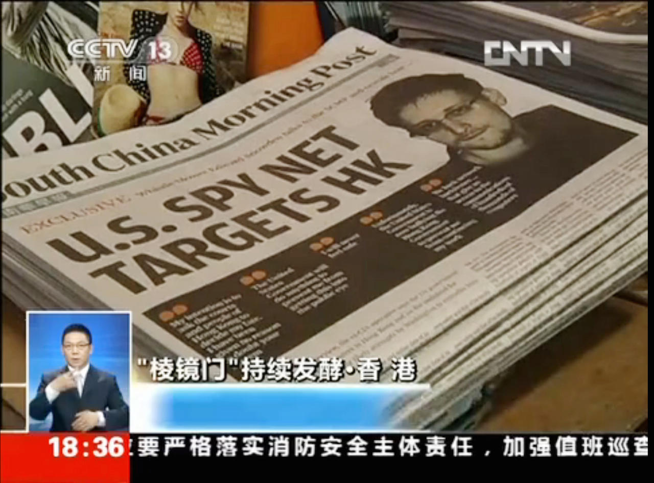 CCTV News reports on the Post's exclusive interview with ex-CIA operative Edward Snowden hiding in Hong Kong.